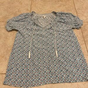 Joie Geometric Blue and White Blouse